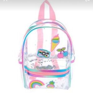 Claire's Transparent Kids Backpack with Hot Pink and Blue Highlights Patches